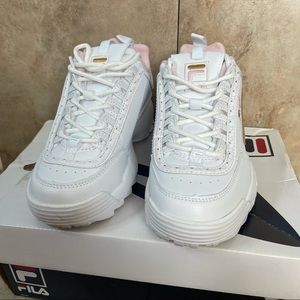 Fila Disruptor Sneakers | White | Pink | Gold